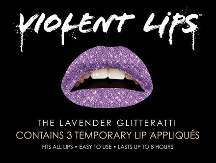 Lavender Glitteratti Violent Lips (3 Conjuntos Del Tatuaje Del L