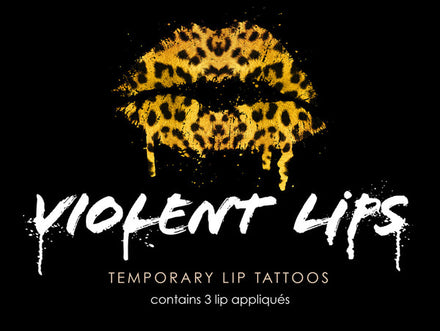 Leopard Violent Lips (3 Lippen Tattoo Sätze)