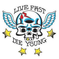 Crâne Live Fast Die Young Tattoo