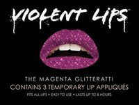 Violent Lips Magenta Glitteratti (3 Set Tatuaggi Labbra)
