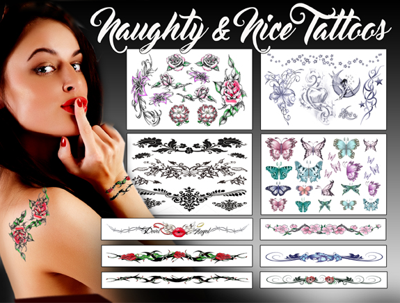 Naughty & Nice Tattoos (10 different tattoos)