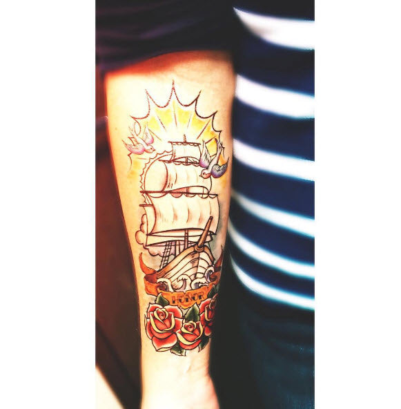 Nautical Sailboat Sleeve Tattoo