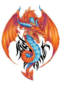Orange Tribal Dragon Tattoo