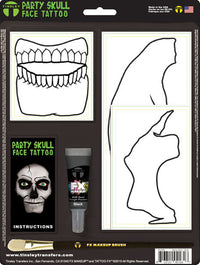 Party Schädel Gesicht-Tattoo-Set - Leuchten im Dunkeln