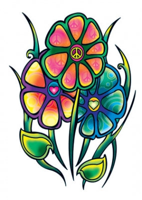Love & Peace Flores Tatuaje