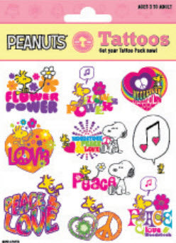 Conjunto de 3 Tatuagens Peanuts & Snoopy (10 tatuagens)