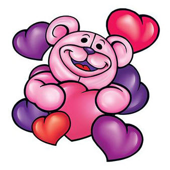 Pink Bear With Hearts Tattoo