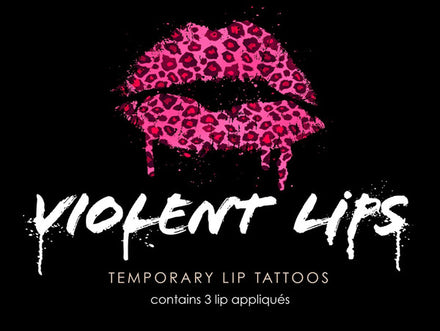 Pink Cheetah Violent Lips (Conjunto de 3 Tatuagens Labiais)