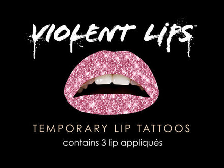 Pink Glitteratti Violent Lips (3 Conjuntos Del Tatuaje Del Labio