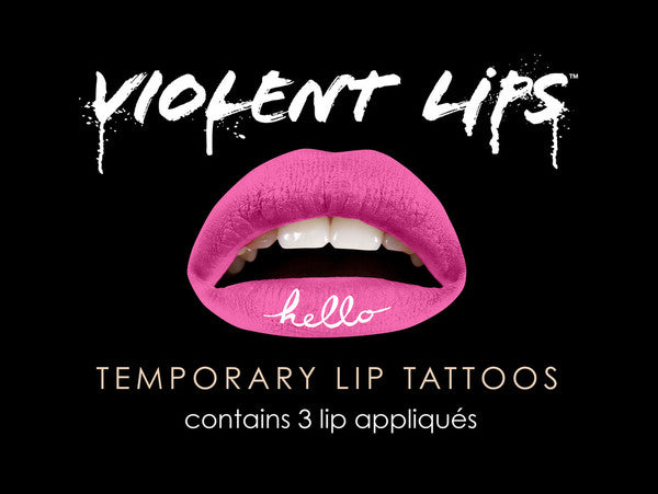 Pink "Hello" Violent Lips (3 Lip Tattoo Sets)