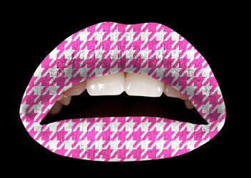 Pink Houndstooth Violent Lips (3 Sets Tattoos Lèvres)