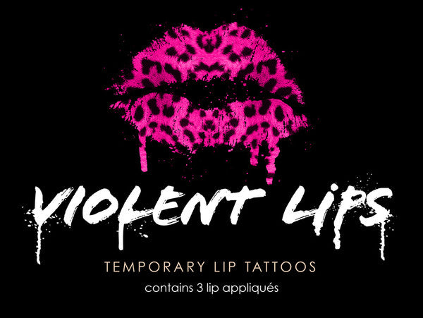 Pink Leopard Violent Lips (Conjunto de 3 Tatuagens Labiais)