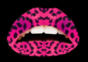 Pink Leopard Violent Lips (3 Conjuntos Del Tatuaje Del Labio)