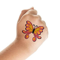 Tatuaje De Mariposa Rosa y Naranja