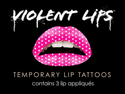 Pink Polka Violent Lips (3 Conjuntos Del Tatuaje Del Labio)