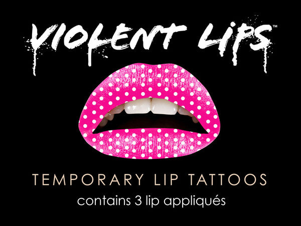 Pink Polka Violent Lips (3 Lip Tattoo Sets)