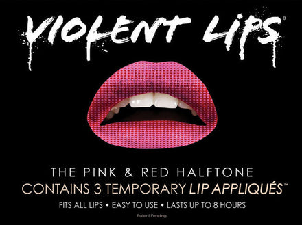 Pink & Red Halftone Violent Lips (3 Conjuntos Del Tatuaje Del La