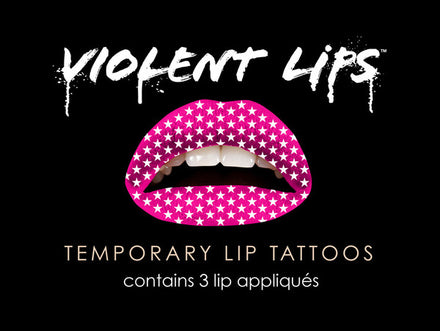 Pink Stars Violent Lips (3 Lip Tattoo Sets)