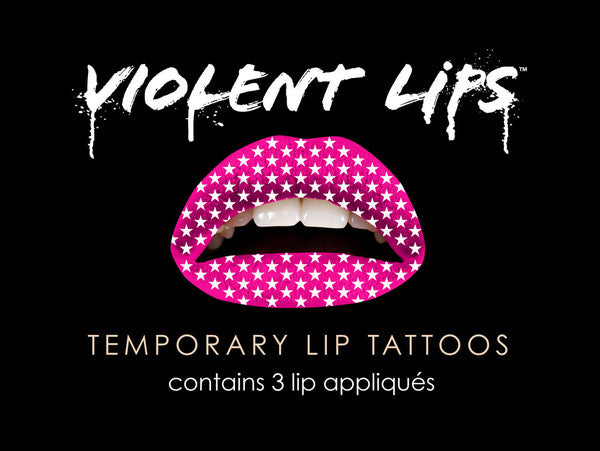 Pink Stars Violent Lips (3 Sets Tattoos Lèvres)