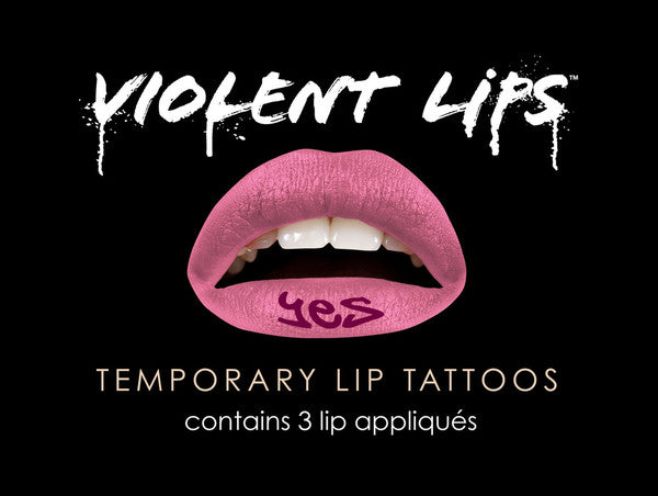 Pink "Yes" Violent Lips  (3 Conjuntos Del Tatuaje Del Labio)