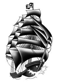 Tatuagem Strepik Navio Pirata