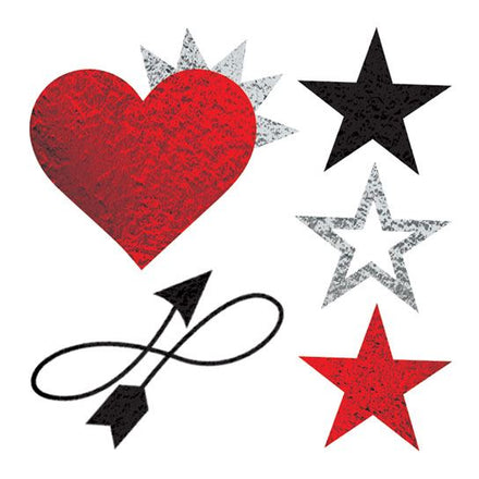 Prismfoil Heart And Stars Tattoos