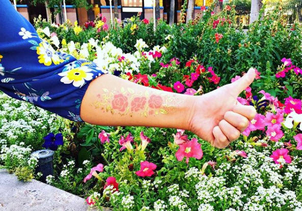 PrismFoil Tatuajes De Rosas Doradas (4 Tatuajes)