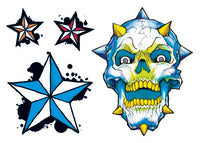 Punk Skull & Stars Glow In The Dark Tattoos