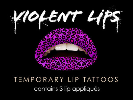 Purple Cheetah Violent Lips (3 Lip Tattoo Sets)