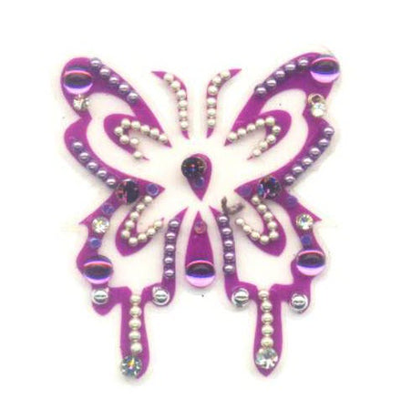 Paarse Kristallen Vlinder Body Jewel Sticker
