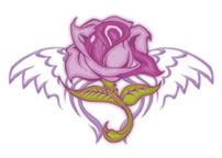 Alas Púrpuras Rosa Brillantina Tatuaje