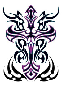 Violette Tribal Kreuz Tattoo