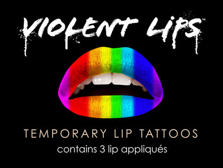 Rainbow Violent Lips (3 Lippen Tattoo Sätze)