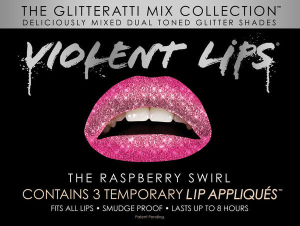 Raspberry Swirl Glitteratti Mix Violent Lips (3 Tattoo Sets)