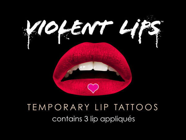 Red & Pink Heart Violent Lips (3 Conjuntos Del Tatuaje Del Labio