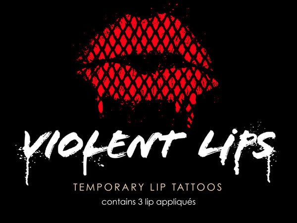 Red Fishnet Violent Lips (Conjunto de 3 Tatuagens Labiais)