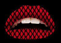 Red Fishnet Violent Lips (3 Lippen Tattoo Sätze)