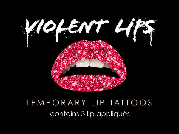 Red Glitteratti Violent Lips (3 Conjuntos Del Tatuaje Del Labio)