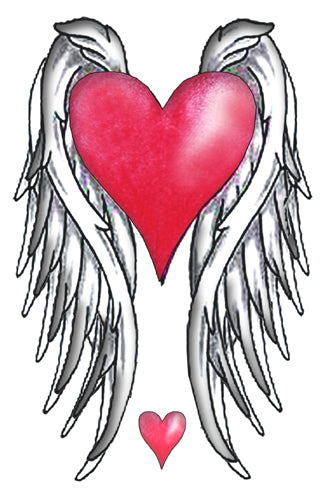 Tatuaje De Alas Rojas Del Corazón