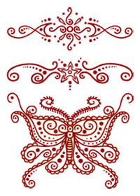 Tatuaje De La Mariposa De Henna Rojo