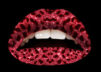 Red Leopard Glitteratti Violent Lips (3 Conjuntos Tatuagem Labia