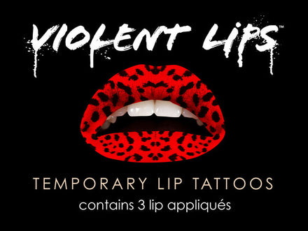 Red Leopard Violent Lips (3 Sets Tattoos Lèvres)