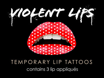 Red Polka Violent Lips (3 Sets Tattoos Lèvres)