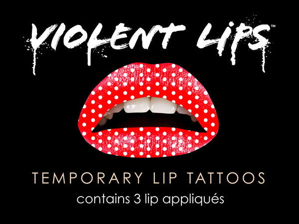Red Polka Violent Lips (3 Lip Tattoo Sets)