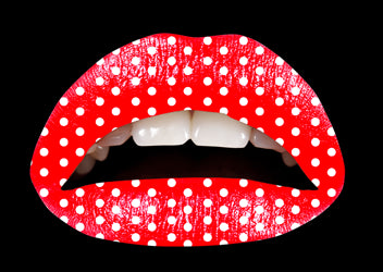 Red Polka Violent Lips (3 Lip Tattoo Sets)