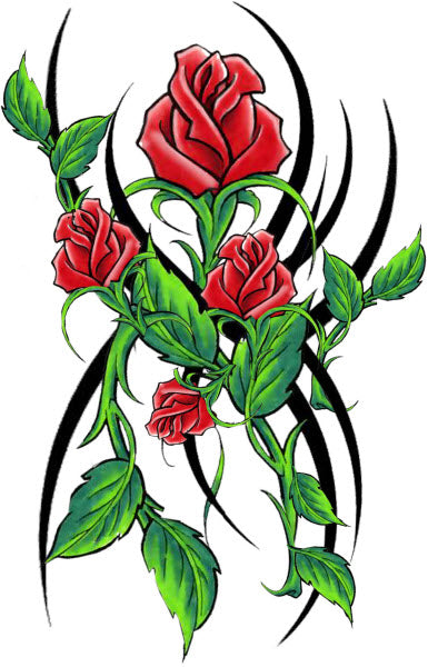 Tribal Red Roses Tattoo