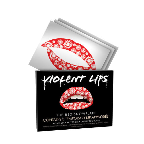 Red Snowflakes Violent Lips (3 Lip Tattoo Sets)