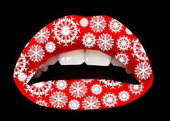 Red Snowflakes Violent Lips (3 Lip Tattoo Sets)