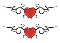 Corações Vermelhos Tribais (2 Tatuagens)