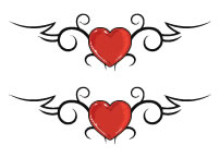 Red Tribal Hearts (2 Tattoos)